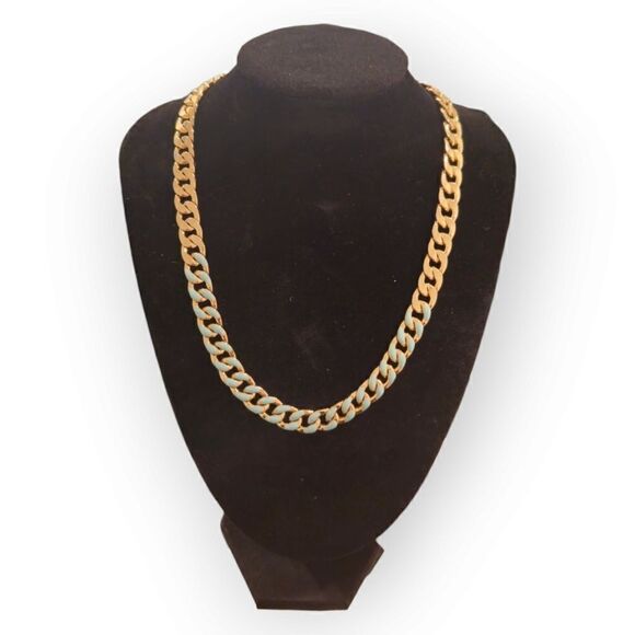 Reversible Touch of Blue Gold-tone Curb Chain Necklace - Picture 10 of 15